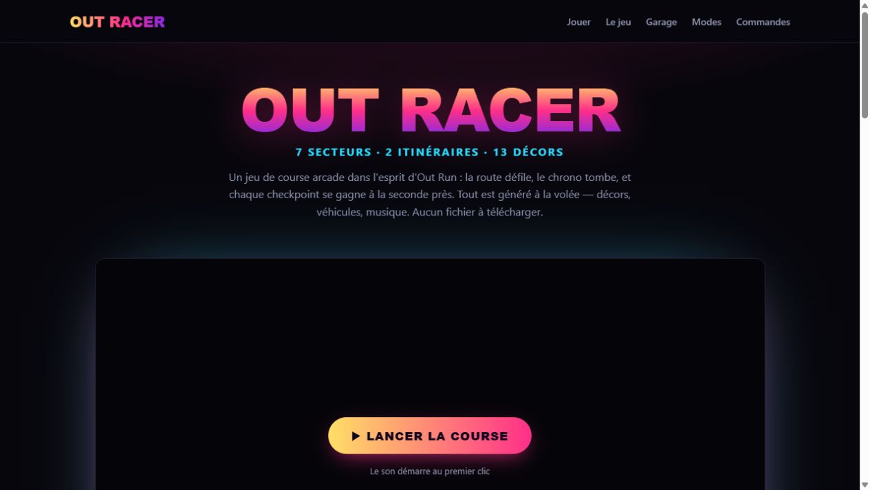 Capture réelle de OUT RACER